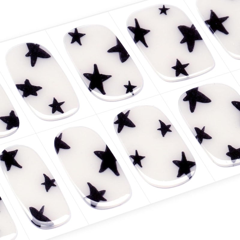 DANNI & TONI Semi Cured Gel Nail Strips Translucent White (Twinkle Twinkle) Pentagram Gel Nail Stickers 28 Stickers - Image 2